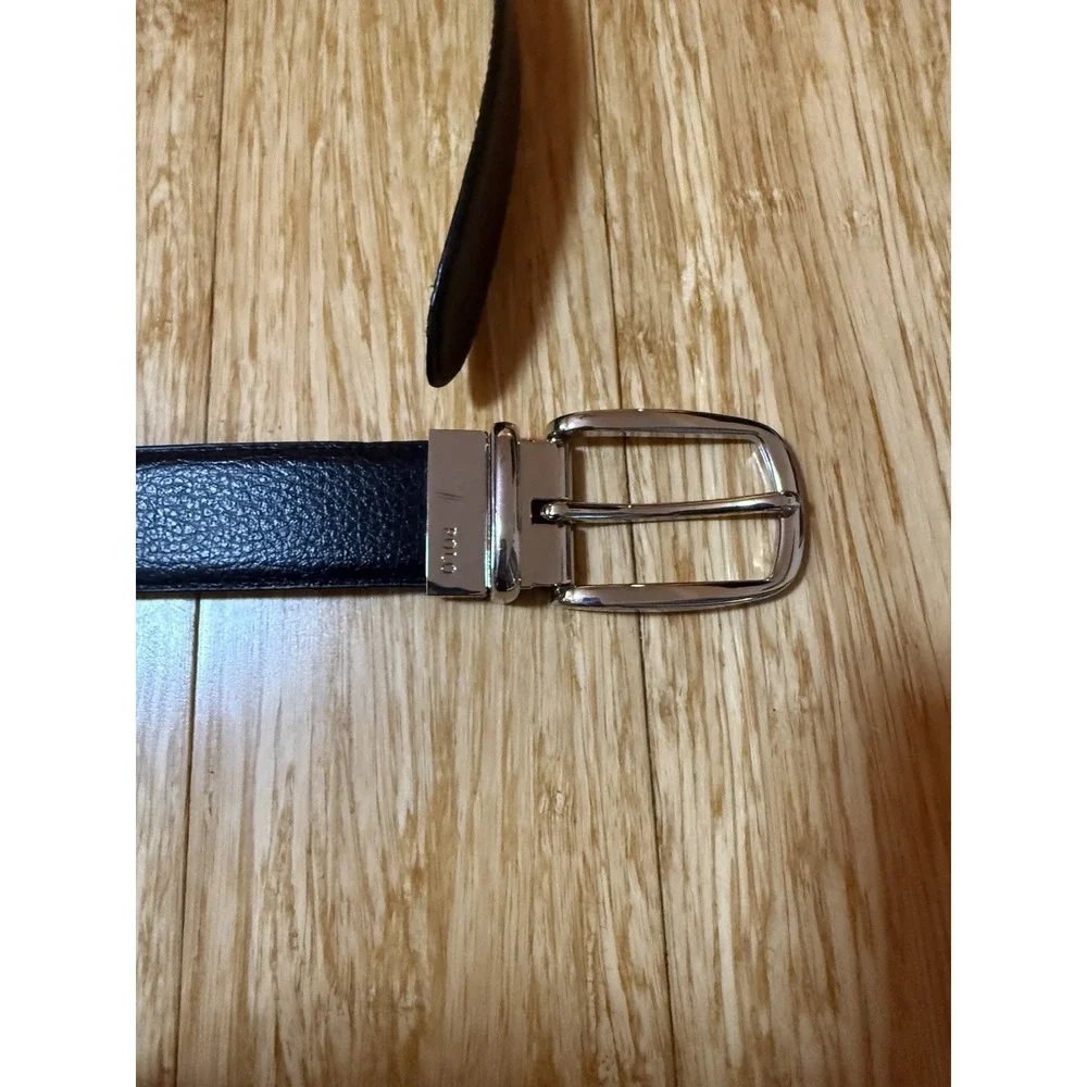 Polo Ralph Lauren Metal Buckle Saddle Leather Belt Black 45 Inches Long